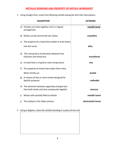 CHEMICAL BONDING WORKSHEETS WITH ANSWERS | Teaching Resources