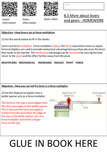 More about Levers And Gears Homework