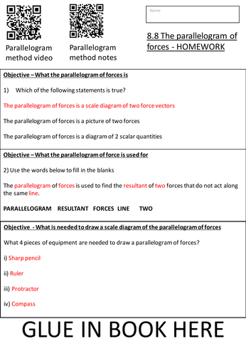 The Parallelogram Of Forces Homework