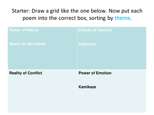 AQA English Literature Power and Conflict Poetry Comparison Lesson NEW 1-9 SPEC