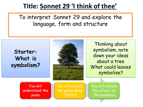 Sonnet 29- 'I think of thee! poetry lesson