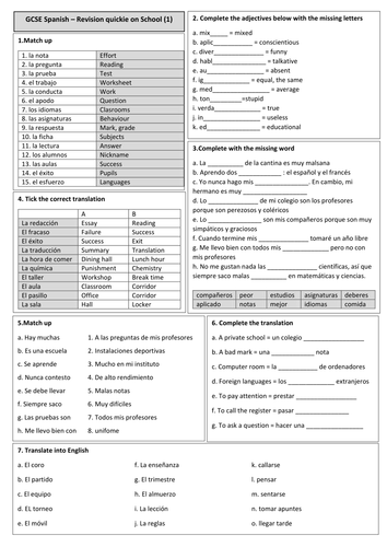 GCSE Spanish revision quickie (2017) - Talking about cinema with solution