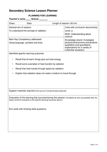 radiation lesson plans