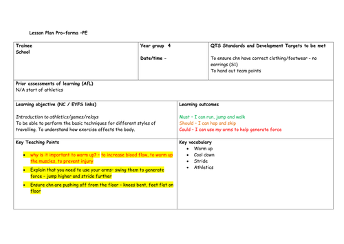 Athletics and rounders lesson plans