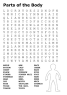 Parts of the Body Word Search by sfy773 | Teaching Resources