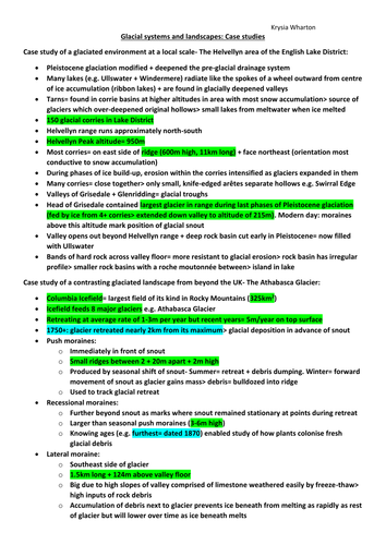 REVISION: Glacial systems and landscapes (Case Studies)