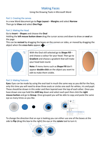 Making Faces - Using the drawing tools in Microsoft Word | Teaching ...