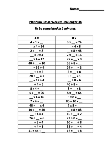 4x 8x tables worksheets | Teaching Resources