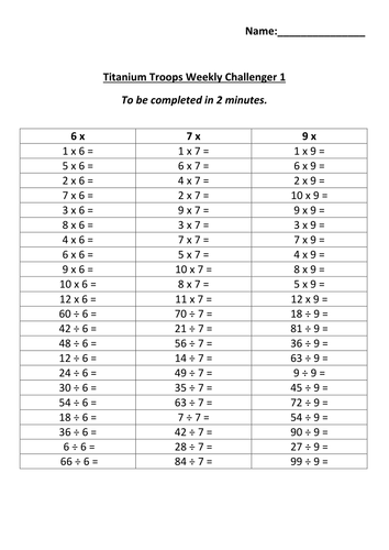 6x 7x 9x tables worksheets