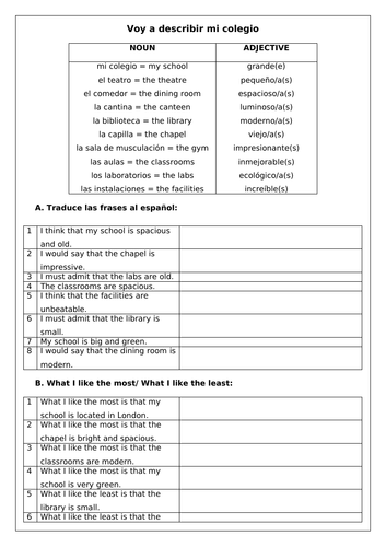Spanish Describing my school resources (Mi colegio) | Teaching Resources