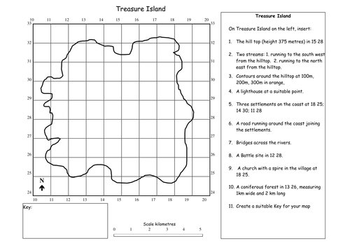 treasure island map skills y7 teaching resources