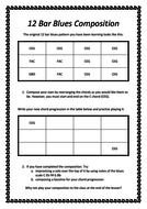 blues performance worksheets and cover lesson teaching resources