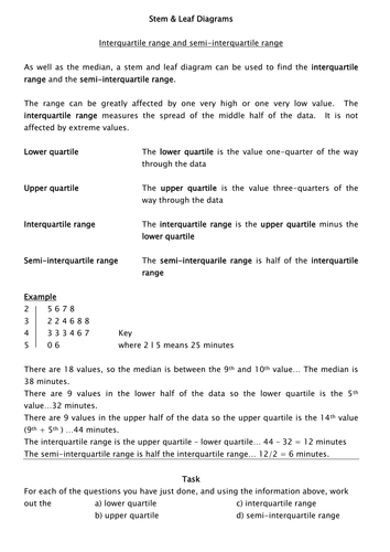 Using a stem and leaf diagram for IQR