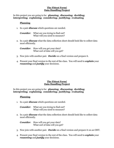 Handling Data Project - the fittest form