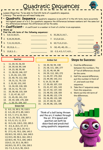 Quadratic Sequences Super Sheet