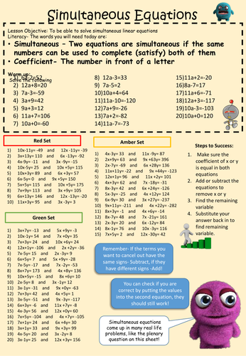 Simultaneous Equations Super Sheet