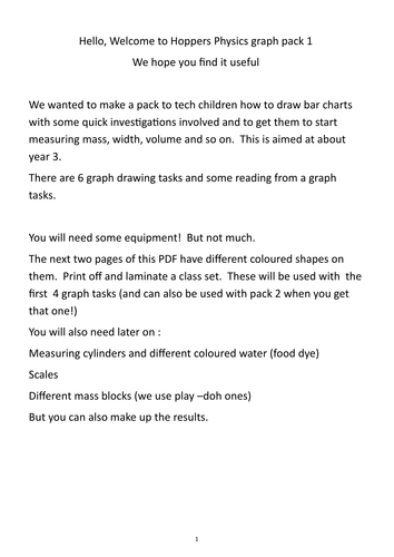 Hoppers Physics graph pack 1: Bar chart drawing investigations