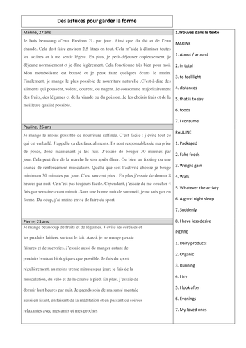 GCSE French - 20 resources on Health and lifestyle | Teaching Resources