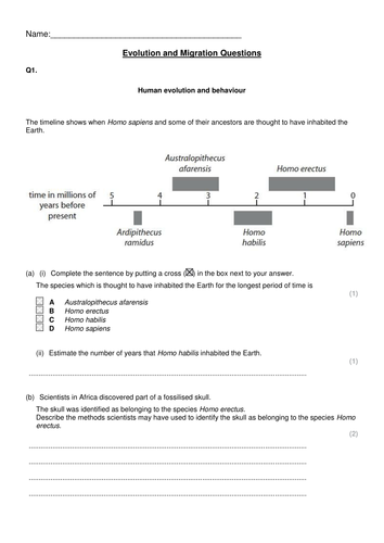 EdExcel B3- Topic 2 Behaviour- Human Evolution and Migration | Teaching ...