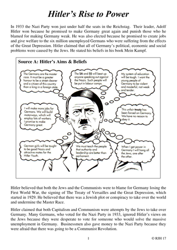 Hitler S Rise To Power Teaching Resources