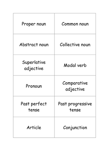 Grammar matching cards