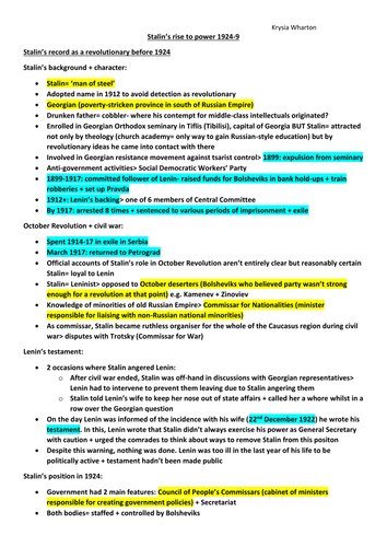 REVISION: "Stalin's Rise to Power