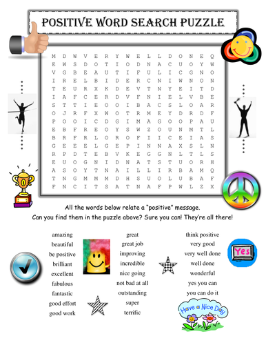 Positive Words Word Search Puzzle PLUS Nutrition Word Search (2 Puzzles ...