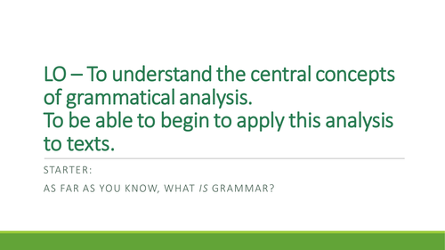 AQA Eng Language A Level Grammar: Morphology and Word Class