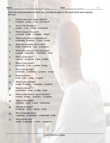 Present Simple Tense with Question Words Multiple Choice Worksheet ...