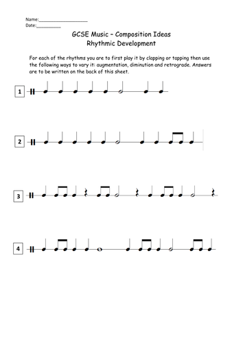 AQA Music Rhythm (exploring writing rhythms) | Teaching Resources
