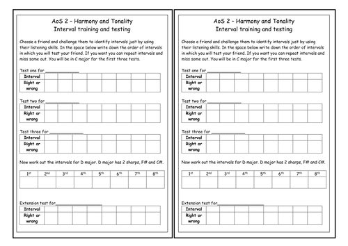 GCSE Harmony (semitones, tones, intervals and chord identification