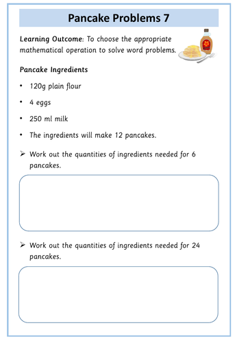 Pancake Day Maths Word Problems | Teaching Resources