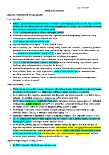 REVISION: "Henry VIII’s last years"