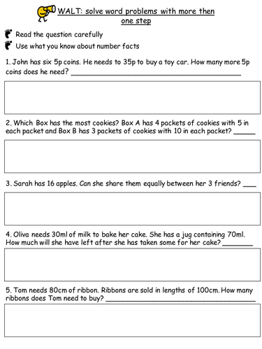 Year 2 Word problems- Objective from the interim assessment framework