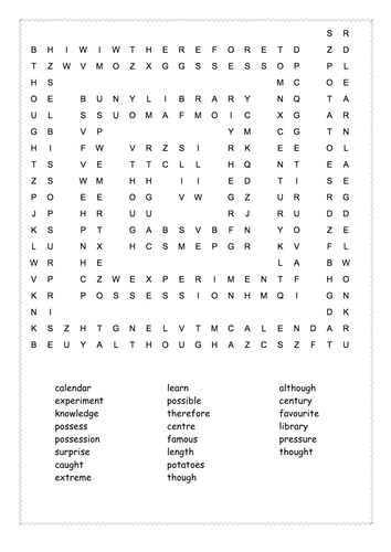 Ks2 Spelling Lists Wordsearches X10 Teaching Resources