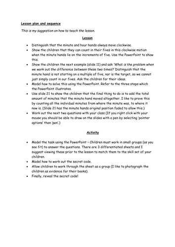 Comparing 12 hour time lesson, differentiated group activity sheets and