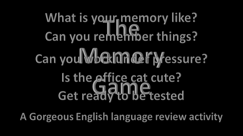 The memory game | Teaching Resources