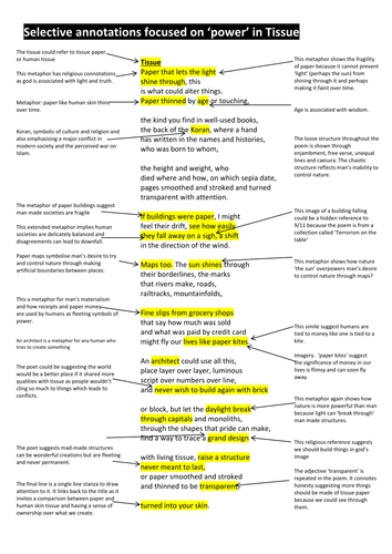 Writing frame to compare Ozymandias and Tissue (Power and Conflict ...