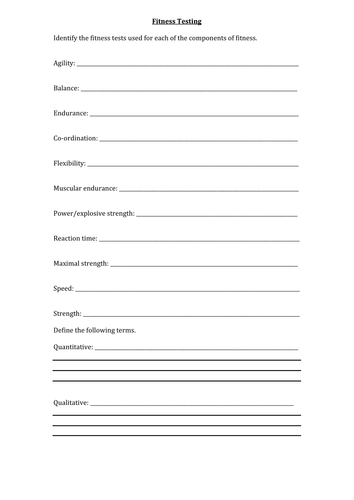 AQA GCSE PE (9-1) Fitness Testing Assessment | Teaching Resources