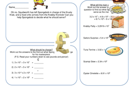 Standard Form Spongebob Puzzle! (+, - x and /) | Teaching Resources