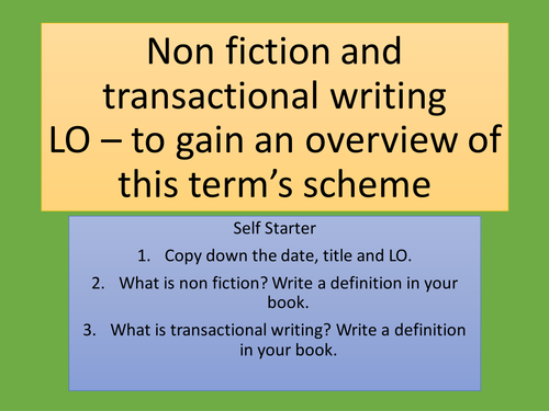 Year 9 Non-fiction and transactional writing Complete scheme of work ...