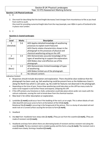 New AQA GCSE UK Physical Landscape- Coasts Assessment