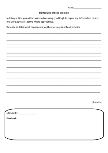 KS4 AQA GCSE Chemistry (Science) Electrolysis Lesson | Teaching Resources