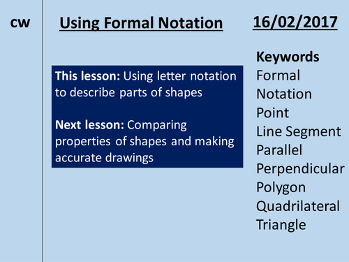 Introduction to Formal Notation | Teaching Resources