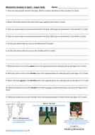 GCSE PE - movement analysis test / worksheet no. 1 (joints, muscles etc