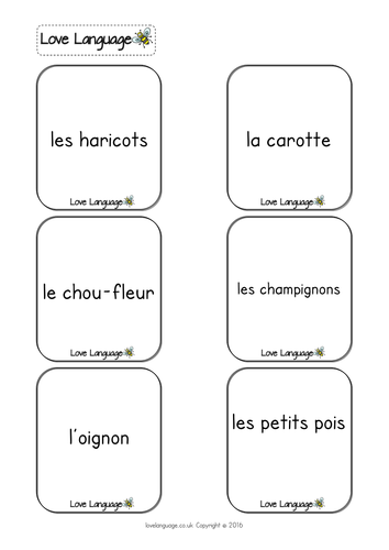 French fruit and veg vocabulary cards | Teaching Resources
