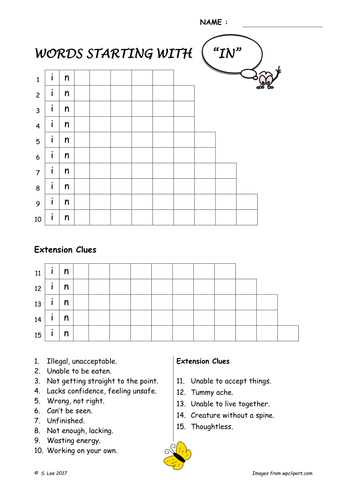 Prefix word work:  IN