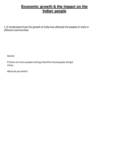 India: Growth and the impact it is having (Edexcel B 9-1)