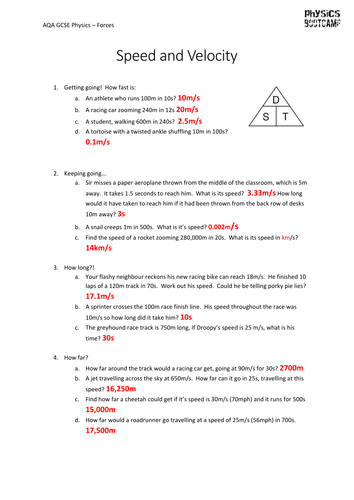 Aqa Gcse Physics (1-9) Speed, Velocity, Acceleration, Motion Graphs (3 