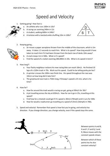 AQA GCSE Physics (1-9) Speed, Velocity, Acceleration, Motion graphs (3 ...